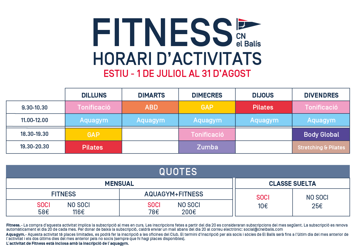 CalendariA4-FitnessComplet-Estiu2026 Calendari Fitness Complet Estiu 2026 - CN El Balís